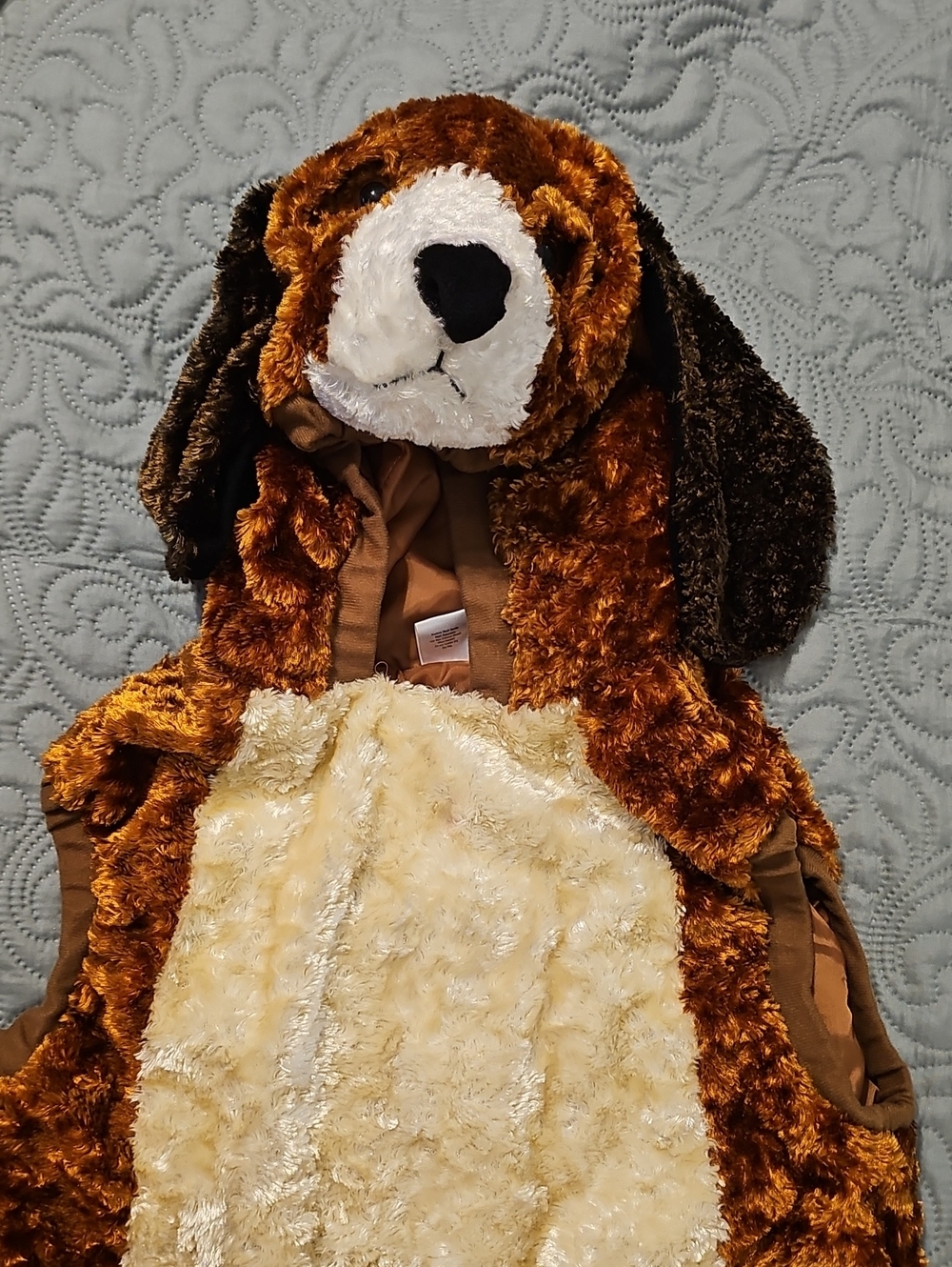 Plush Brown and Cream Dog Costume Hoodie - Soft Dog Designed Costume